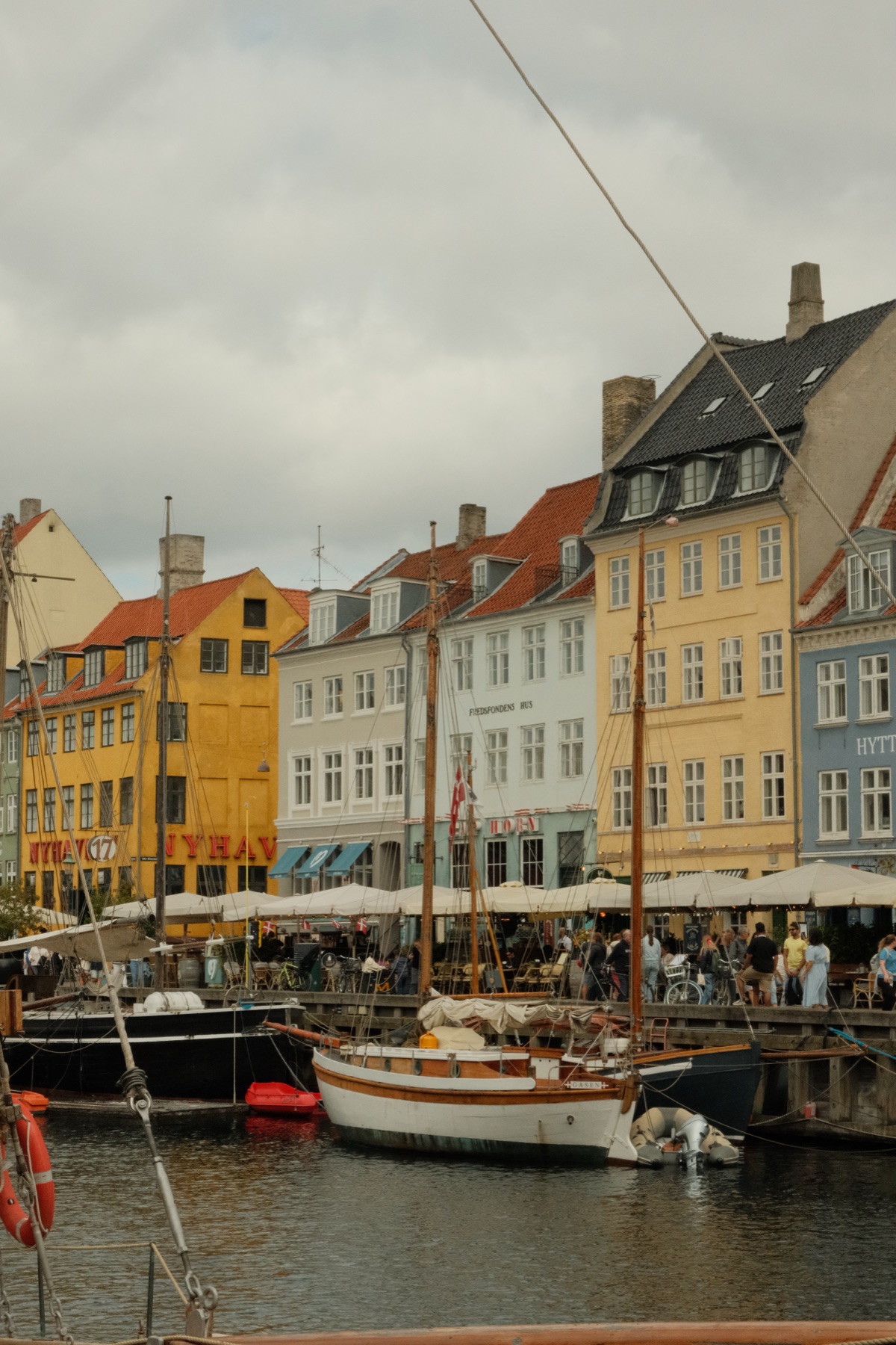 Boats along Nyhavn in Copenhagen
